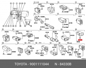 Toyota лампа подсветки кнопки аварийной сигнализации 90011-11044 TOYOTA