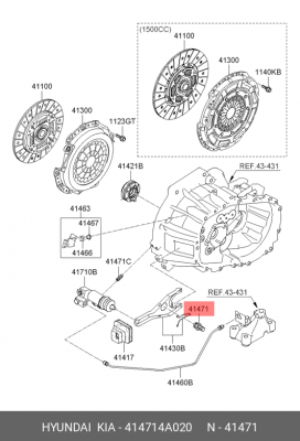 Hyundai ElantraHD/Ceed/I30 06-11/Solaris/Rio 11- опора вилки сцепления 414714A020 HYUNDAI KIA