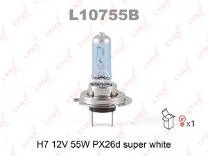 H7 55W 12V Лампа автомобильная яркий белый свет L10755B LYNXAUTO