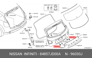 Nissan Qashqai болт крепления накладки подсветки номера 84857-JD00A NISSAN INFINITI