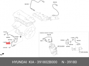 Hyundai Elantra/Ceed/i30 1.4-1,6б 06-10/Solaris 11-14/Rio 12-14 Датчик положения 391802B000 HYUNDAI KIA