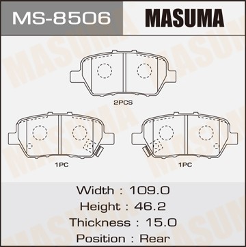Honda Stepwagon 2.0/2.4L RG1/2/3/4 05- колодки задние MS8506 MASUMA