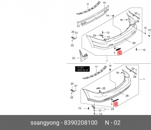SS Kyron 05-07 Катафот задний правый 8390208100 SSANG YONG