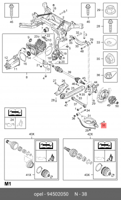 Chevrolet Captiva C100/Antara06-11 болт задн ниж цапфы и развальн рычага к кузов 94502050 GENERAL MOTORS