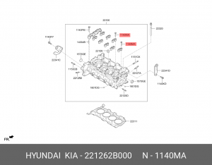 Hyundai Santa FE/Solaris/Tucson/iX35 - болт М6 постели распредвала 221262B000 HYUNDAI KIA