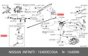 Nissan Navara D40M, Pathfinder R51M фильтр топливный 16400-EC00A NISSAN INFINITI