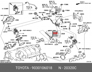 Toyota прокладка топливной форсунки верхнее 90301-06018 TOYOTA