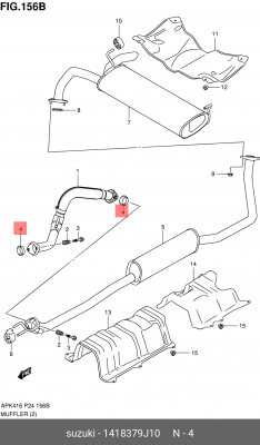 SUZUKI кольцо уплотнительное выхлопной трубы 14183-79J10 SUZUKI