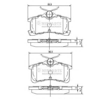 Toyota Avensis T220 колодки задние диск. J3612026 H B JAKOPARTS NIPPARTS
