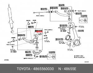 Toyota  Landcruiser 120 02- Сайлентблок переднего нижнего рычага, задний 48655-60030 TOYOTA