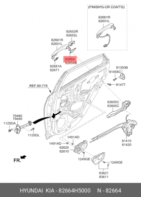 ПЛАСТИКОВАЯ ПРОКЛАДКА РУЧКИ ДВЕРИ 82664H5000 HYUNDAI KIA