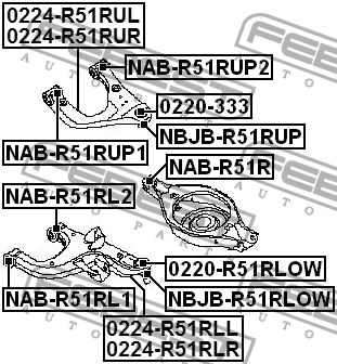 Nissan Pathfinder R51 САЙЛЕНБЛОК ЗАДНИЙ ЗАДНЕГО НИЖНЕГО РЫЧАГА NAB-R51RL2 FEBEST