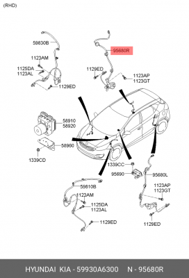 KIA Ceed 12- Датчик ABS задний правый 59930A6300 HYUNDAI KIA