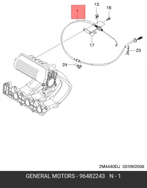 Chevrolet Spark 04-10 трос газа 96482243 GENERAL MOTORS