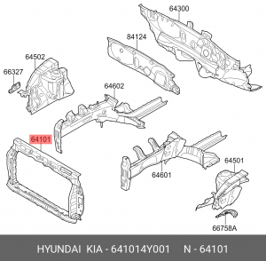 Kia Rio 15- Рамка радиатора 641014Y001 HYUNDAI KIA