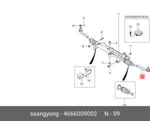 SS Kyron/Rexton/Actyon 06-10 наконечник рулевой левый 4666009002 SSANG YONG