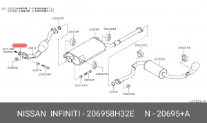 Nissan Qashqai, X-Trail T31 2.0 прокладка кольцо примной трубы 206958H32E NISSAN INFINITI