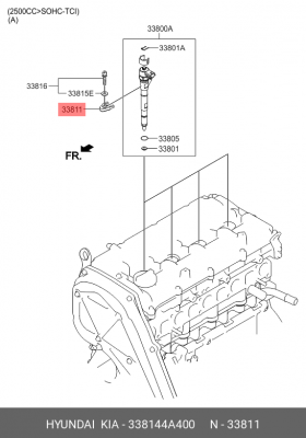 Kia Sorento Кронштейн крепления топливной форсунки 338144A400 HYUNDAI KIA