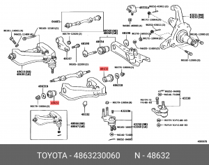 TOYOTA CROWN 87-99 с/блок переднего верхнего рычага 48632-30060 TOYOTA