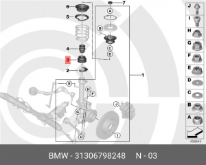 BMW 3 (E90) 05- пыльник переднего амортизатора 31 30 6 798 248 BMW