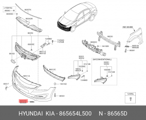 Hyundai Solaris 14- Накладка под ПТФлевая 865654L500 HYUNDAI KIA