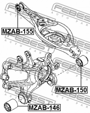 Mazda 6, CX5 Сайлентблок заднего подпружинного рычага MZAB-155 FEBEST