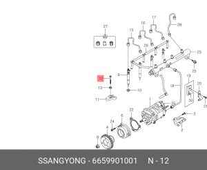 SS Болт форсунки топливной D20/27 DT -11 6659901001 SSANG YONG