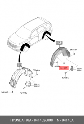Hyundai/Kia Заглушка заднего подкрылка 8414526000 HYUNDAI KIA