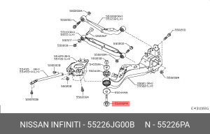 БОЛТ РЕГУЛИРОВОЧНЫЙ ЭКСЦЕНТРИК / PIN-TRA 55226JG00B NISSAN INFINITI