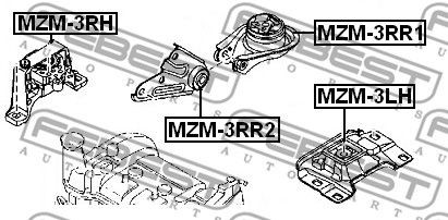 Mazda 3 подушка двигателя задняя нижняя к подрамнику MZM-3RR1 FEBEST