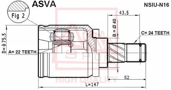Nissan Almera classic N16 Шрус внутренний мех. 22x40x24 NSIU-N16 ASVA