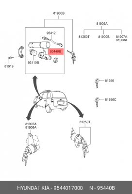 Hyundai / Kia - антенна иммобилайзера 9544017000 HYUNDAI KIA