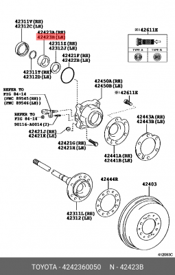 Toyota LC120 запорная втулка 42423-60050 TOYOTA
