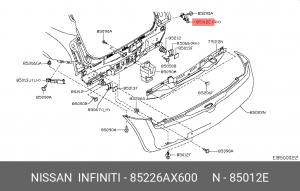 Nissan Micra K12 Кронштейн бампера заднего правый 85226-AX600 NISSAN INFINITI