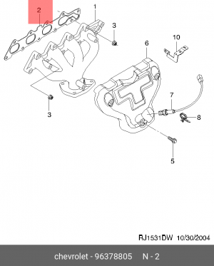 Chevrolet Lacetti 1.4/1.6/Aveo F14D3/Nexia DOHC Прокладка выпускного коллектора 96378805 GENERAL MOTORS