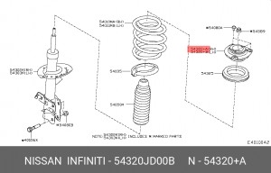 Nissan Qashqai, XTrail T31 опора амортизатора передняя правая 54320-JD00B NISSAN INFINITI