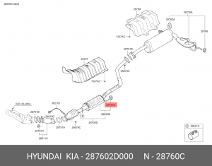 Резинка глушителя 287602D000 HYUNDAI KIA
