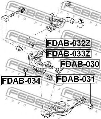 Ford задний сайлентблок в кулак  (шарнирный) FDAB-032Z FEBEST