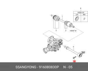 Болт м8х1,25-30 (Болт приводного вала) 916080830P SSANG YONG