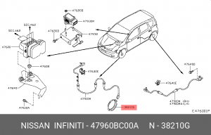 Nissan Note кронштейн датчика АБС 47960BC00A NISSAN INFINITI
