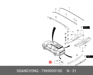 SS Kyron Накладка под фонарем правая 7969009100 SSANG YONG