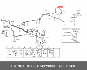 Hyundai Lantra Трубка торилозная задняя правая 5874329000 HYUNDAI KIA