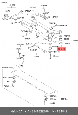 Hyundai Tucson 4WD Сайлентблок задней балки передний 554562E500 HYUNDAI KIA