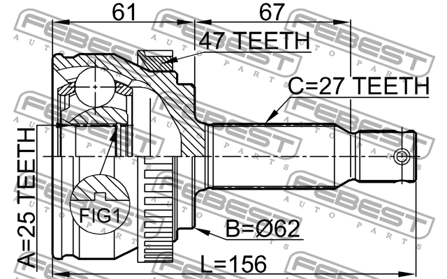 Hyundai NF ШРУС наружный 49500-3K010 1210-NFA47 FEBEST