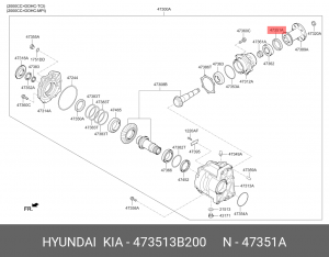 Hyundai SantaFe 06-12, ix35, Sorento 09- Сальник хвостовика раздатки    45x69x8 473513B200 HYUNDAI KIA