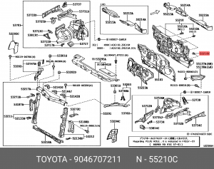 Toyota клипса крепления защиты АКБ 90467-07211 TOYOTA