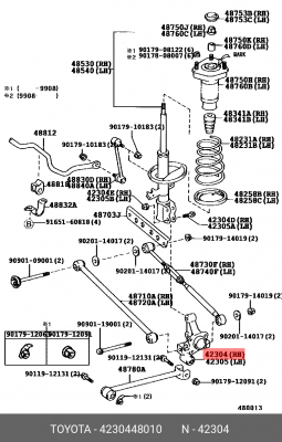 Toyota Camry V40 06- цапфа задняя правая 42304-48010 TOYOTA