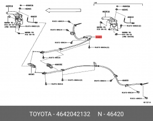 Toyota Rav4 13- Трос ручного тормоза правый 46420-42132 TOYOTA