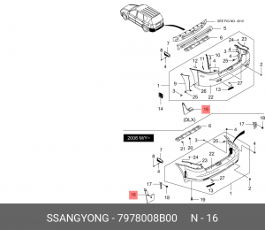 SS Rexton Брызговик задний правый 7978008B00 SSANG YONG
