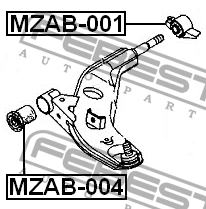 MAZDA 626 GE 1991-1997 Сайлентблок нижнего переднего рычага задний MZAB-001 FEBEST